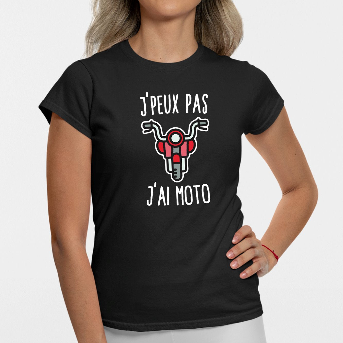 T-Shirt Femme J'peux pas j'ai moto Noir