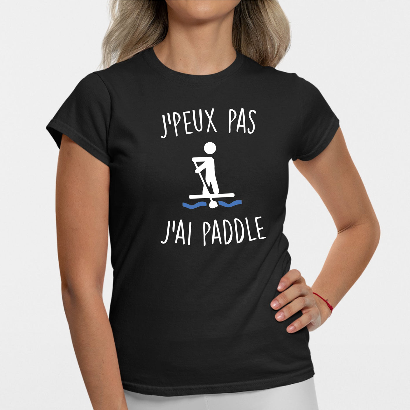 T-Shirt Femme J'peux pas j'ai paddle Noir