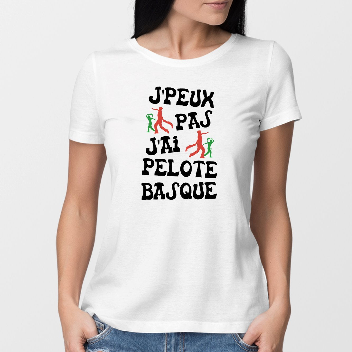 T-Shirt Femme J'peux pas j'ai pelote basque Blanc