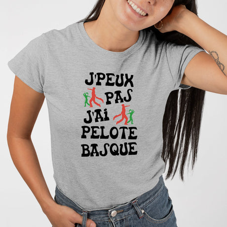 T-Shirt Femme J'peux pas j'ai pelote basque Gris