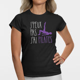 T-Shirt Femme J'peux pas j'ai pilates Noir