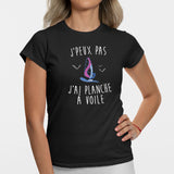 T-Shirt Femme J'peux pas j'ai planche à voile Noir