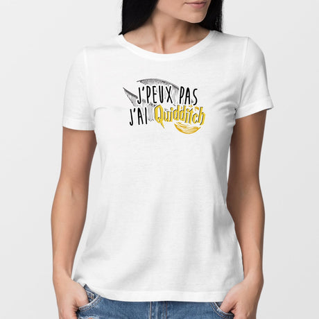 T-Shirt Femme J'peux pas j'ai Quidditch Blanc