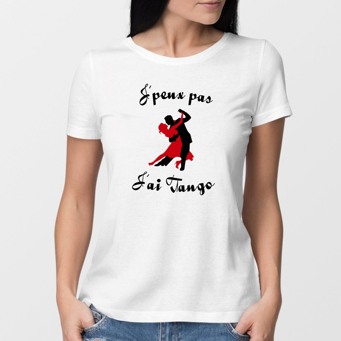 T-Shirt Femme J'peux pas j'ai tango Blanc