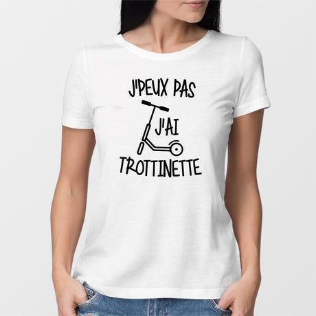 T-Shirt Femme J'peux pas j'ai trottinette Blanc