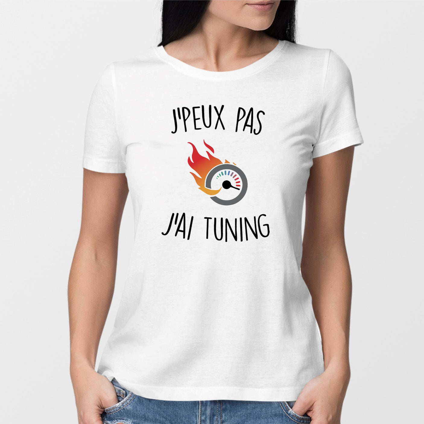 T-Shirt Femme J'peux pas j'ai tuning Blanc