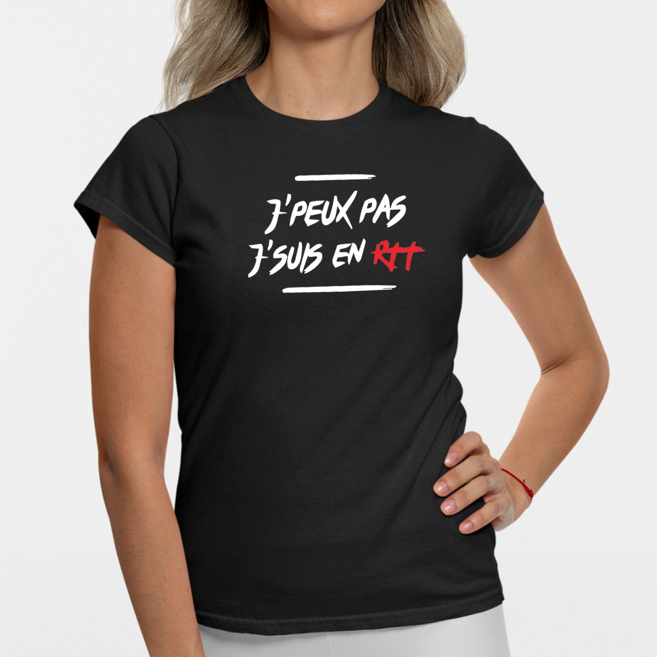 T-Shirt Femme J'peux pas j'suis en RTT Noir