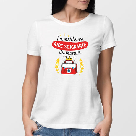 T-Shirt Femme La meilleure aide soignante du monde Blanc