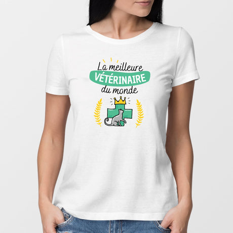 T-Shirt Femme La meilleure vétérinaire du monde Blanc