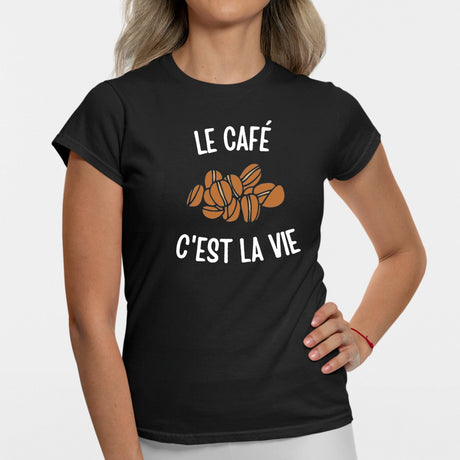 T-Shirt Femme Le café c'est la vie Noir