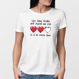 T-Shirt Femme Les jeux vidéo ont ruiné ma vie il m'en reste deux Blanc