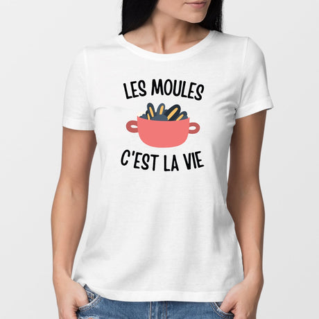 T-Shirt Femme Les moules c'est la vie Blanc