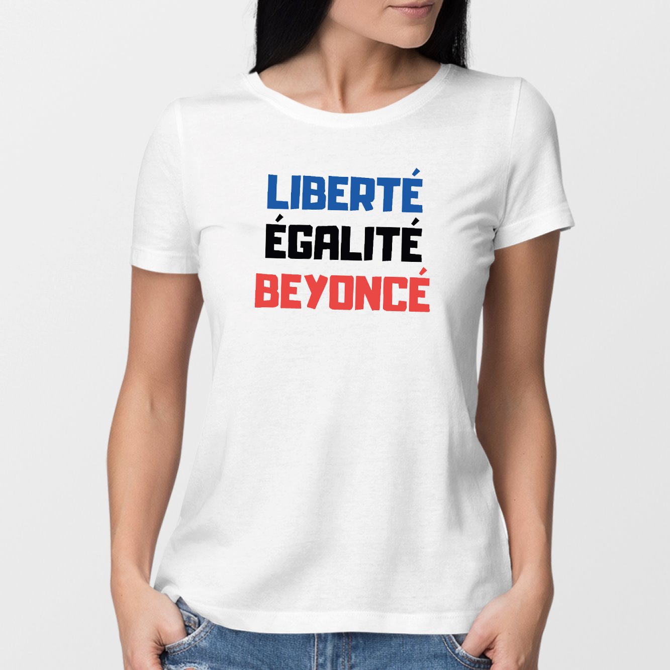 T-Shirt Femme Liberté égalité Beyoncé Blanc