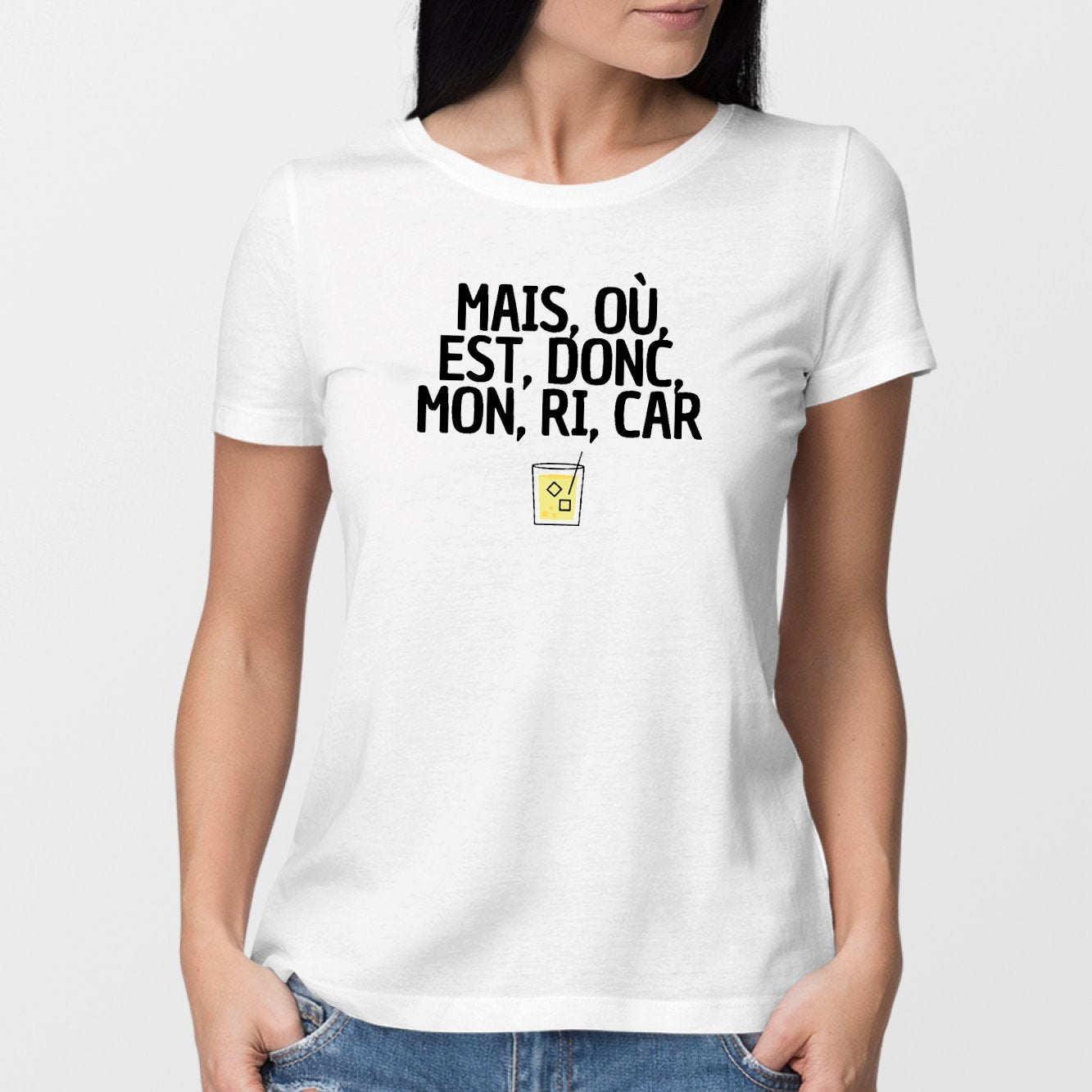 T-Shirt Femme Mais, où, est, donc, mon, ri, car Blanc