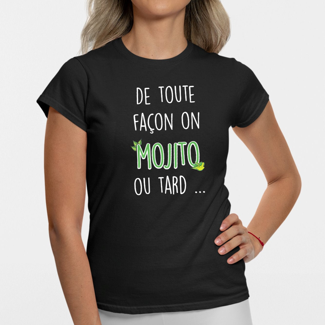 T-Shirt Femme Mojito ou tard Noir