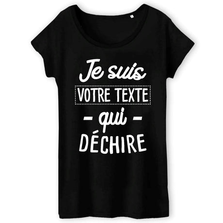 T-Shirt Femme Personnalisé Je suis "votre texte" qui déchire Noir