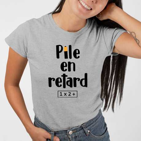 T-Shirt Femme Pile en retard Gris