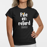 T-Shirt Femme Pile en retard Noir