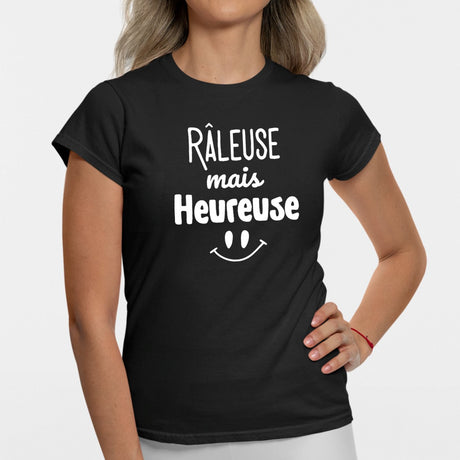 T-Shirt Femme Râleuse mais heureuse Noir