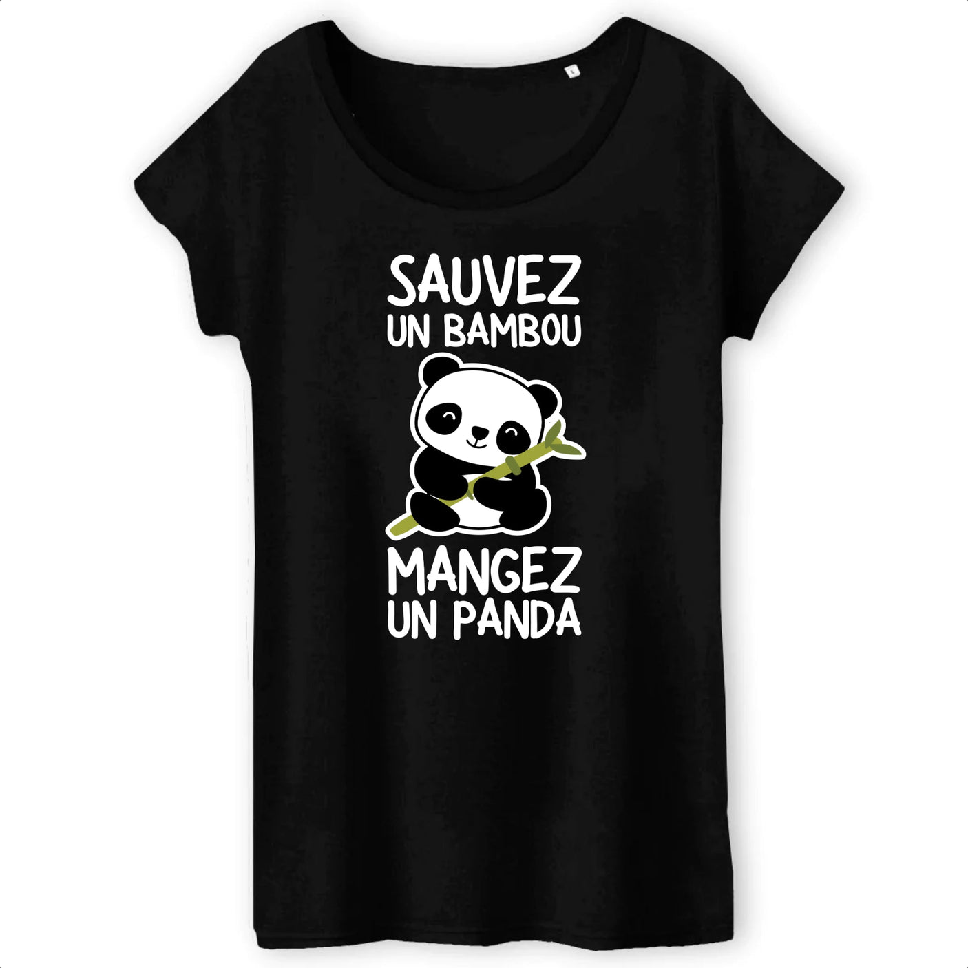 T-Shirt Femme Sauvez un bambou, mangez un panda 