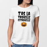 T-Shirt Femme T'as la trouille citrouille Blanc