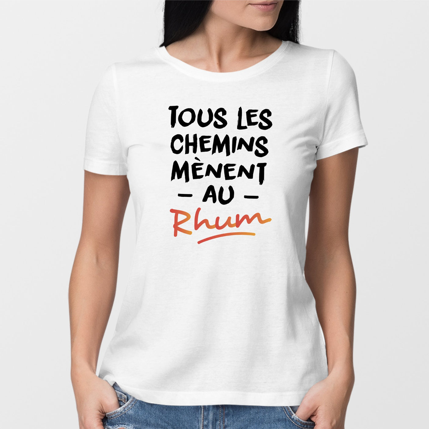 T-Shirt Femme Tous les chemins mènent au Rhum Blanc