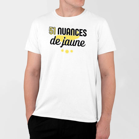 T-Shirt Homme 51 nuances de jaune Blanc