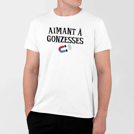 T-Shirt Homme Aimant à gonzesses Blanc