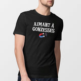 T-Shirt Homme Aimant à gonzesses Noir