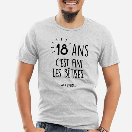 T-Shirt Homme Anniversaire 18 ans Gris