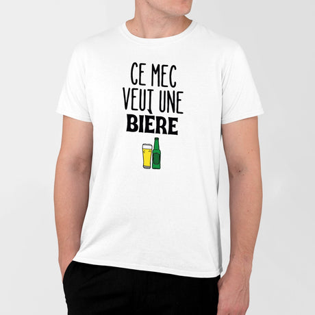 T-Shirt Homme Ce mec veut une bière Blanc