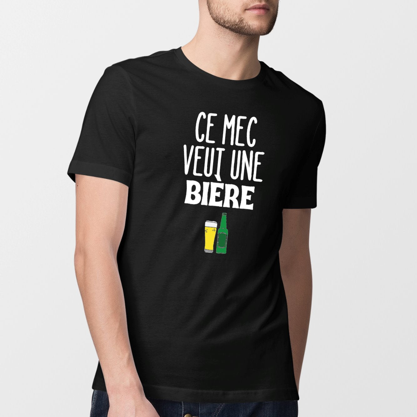 T-Shirt Homme Ce mec veut une bière Noir