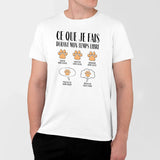 T-Shirt Homme Ce que je fais durant mon temps libre Chien Blanc