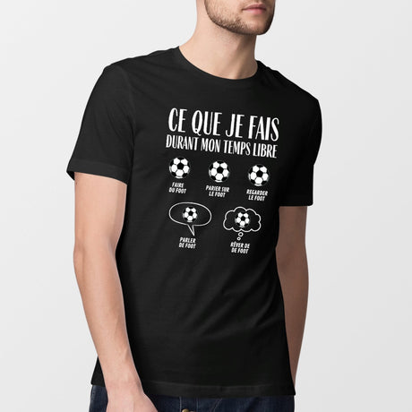 T-Shirt Homme Ce que je fais durant mon temps libre Foot Noir