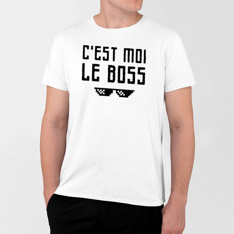 T-Shirt Homme C'est moi le boss Blanc