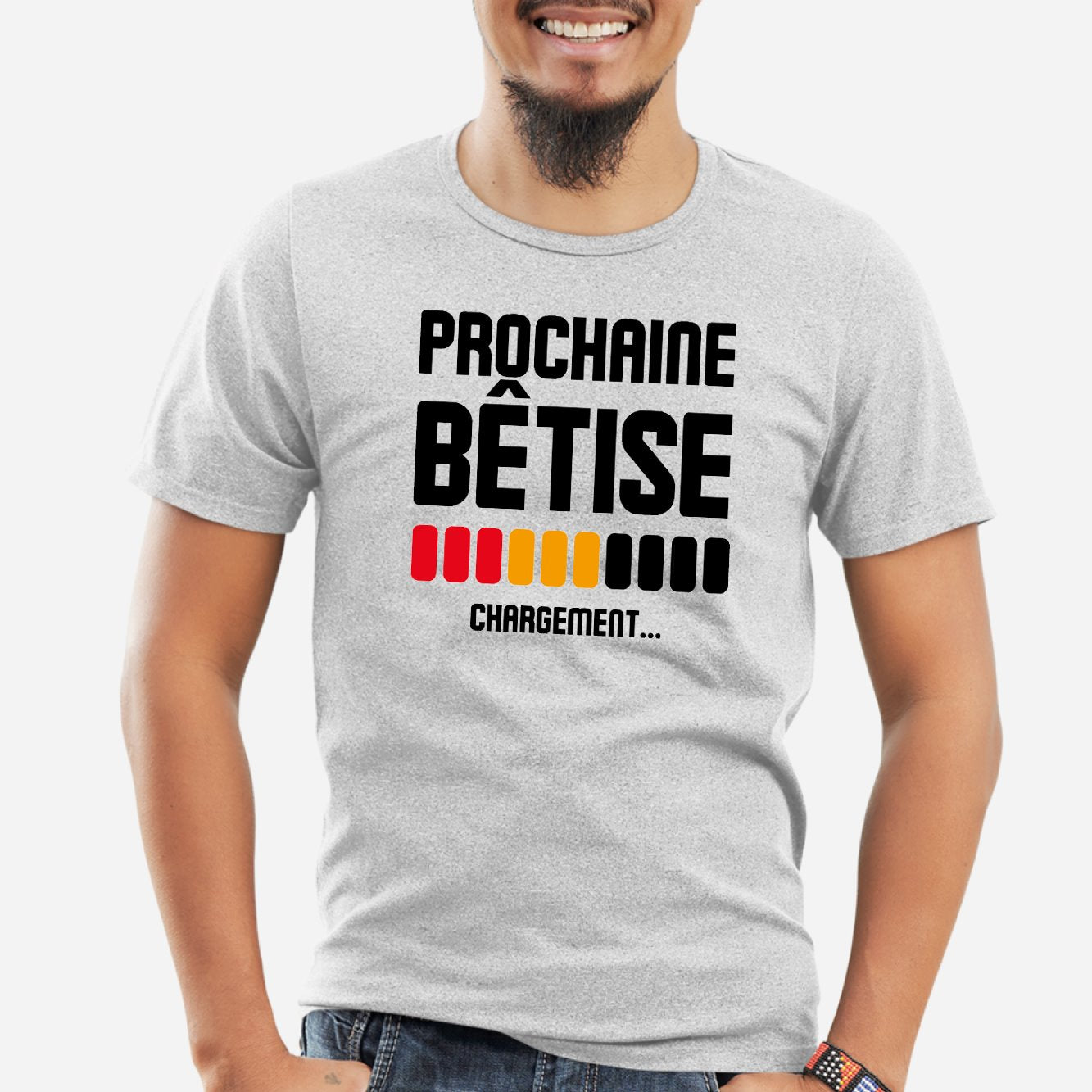 T-Shirt Homme Chargement prochaine bêtise Gris