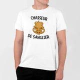 T-Shirt Homme Chasseur de sanglier Blanc