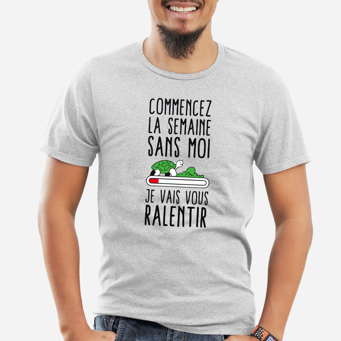 T-Shirt Homme Commencez la semaine sans moi Gris