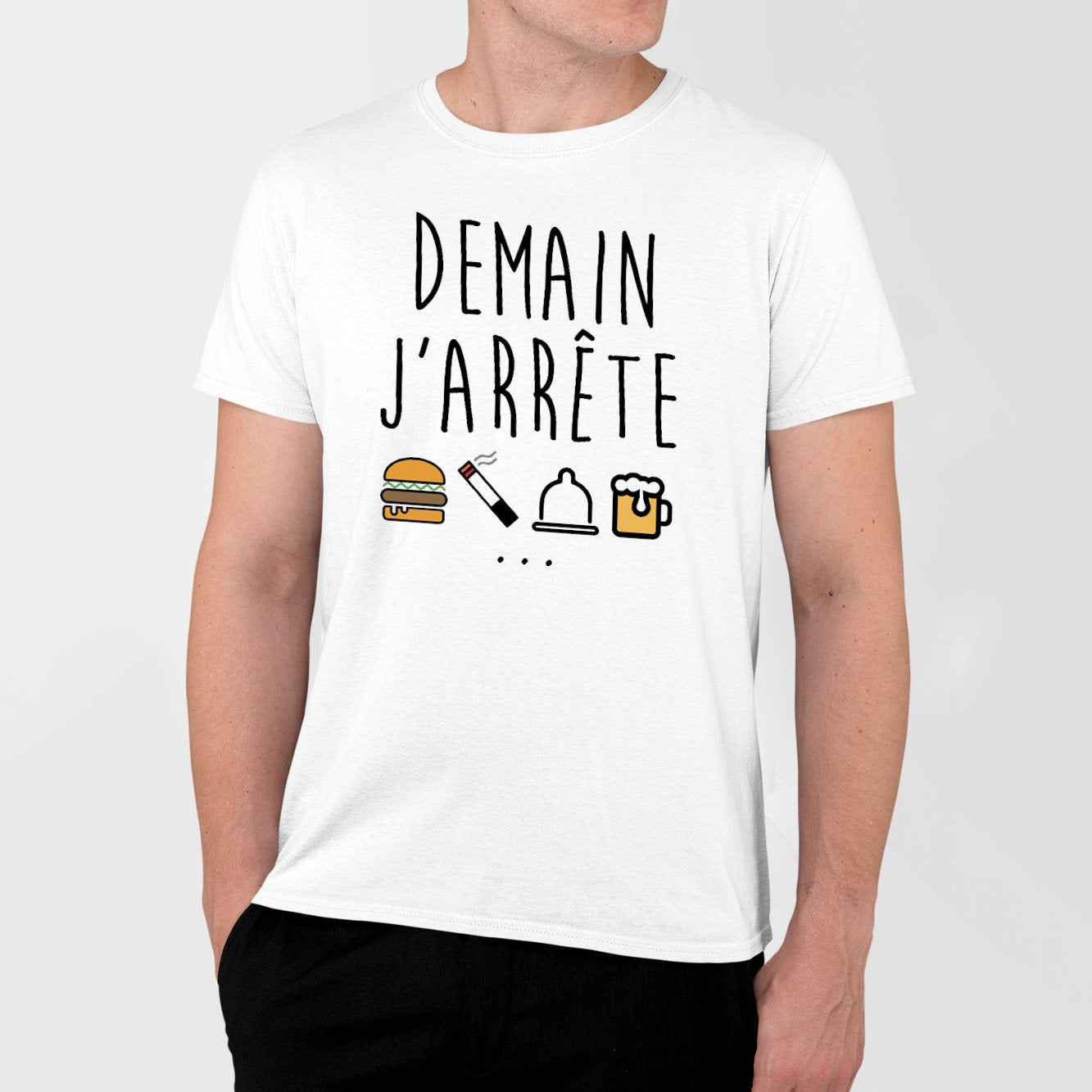 T-Shirt Homme Demain j'arrête Blanc