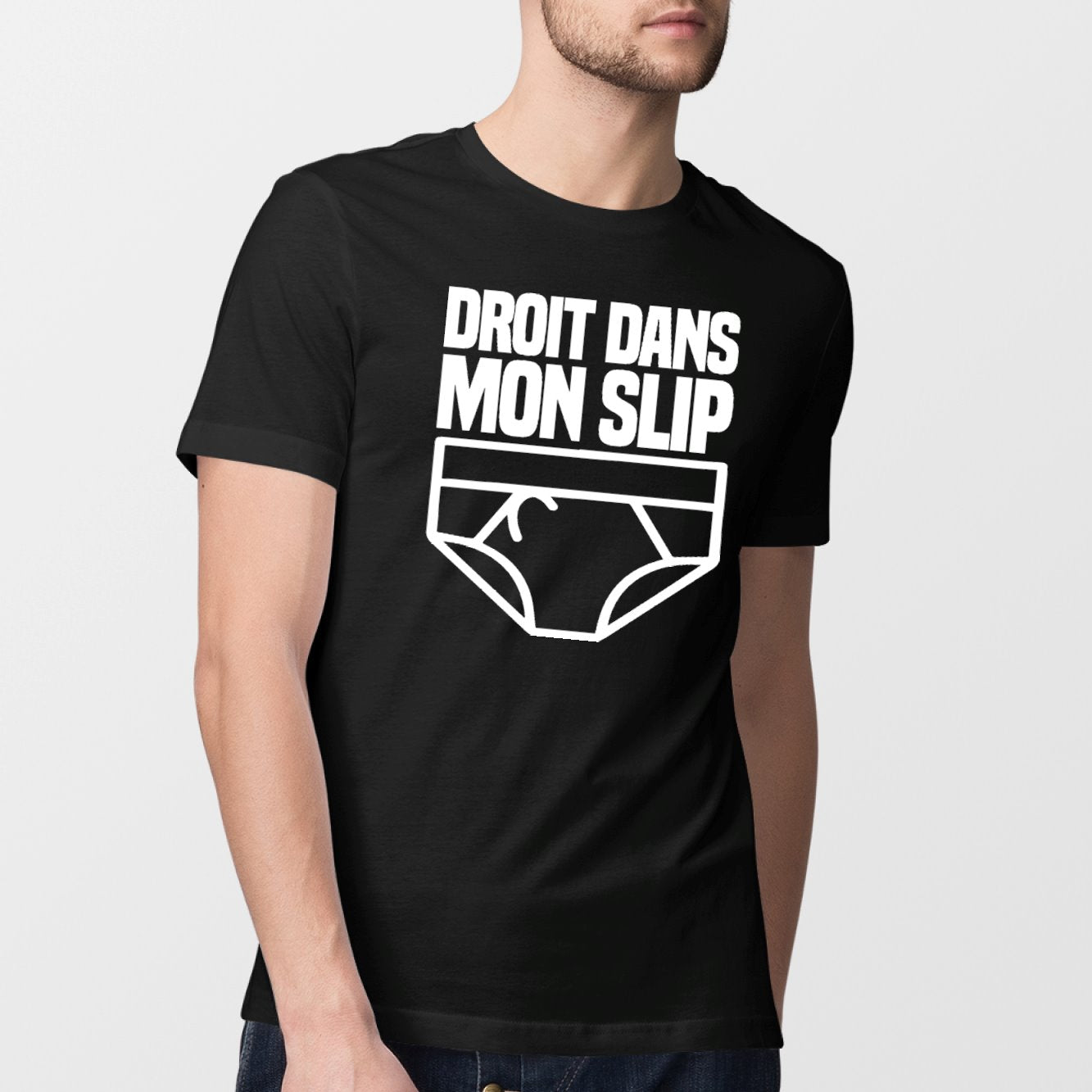 T-Shirt Homme Droit dans mon slip Noir