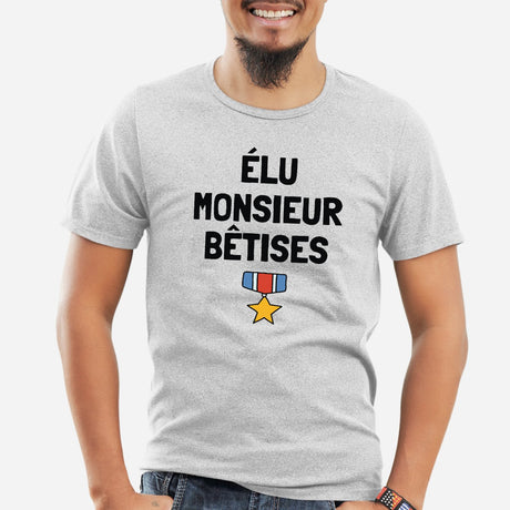 T-Shirt Homme Élu monsieur bêtises Gris