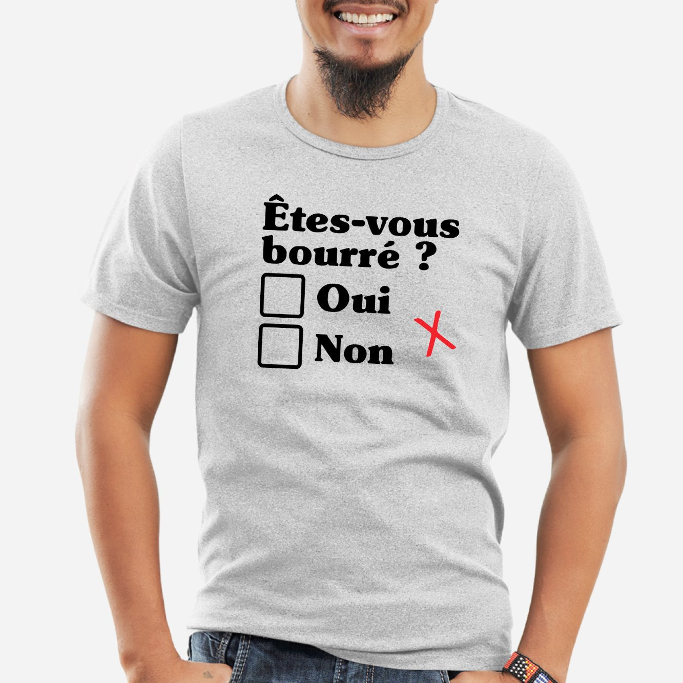 T-Shirt Homme Êtes-vous bourré Gris