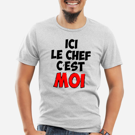 T-Shirt Homme Ici le chef c'est moi Gris