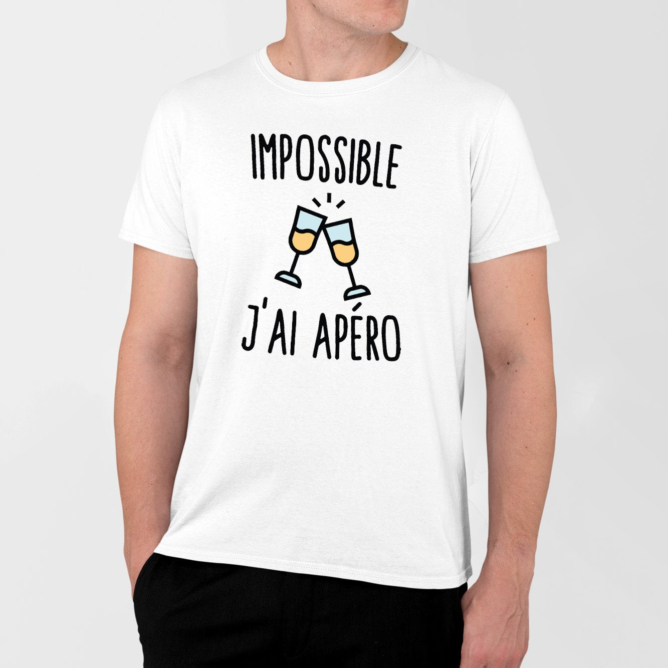 T-Shirt Homme Impossible j'ai apéro Blanc