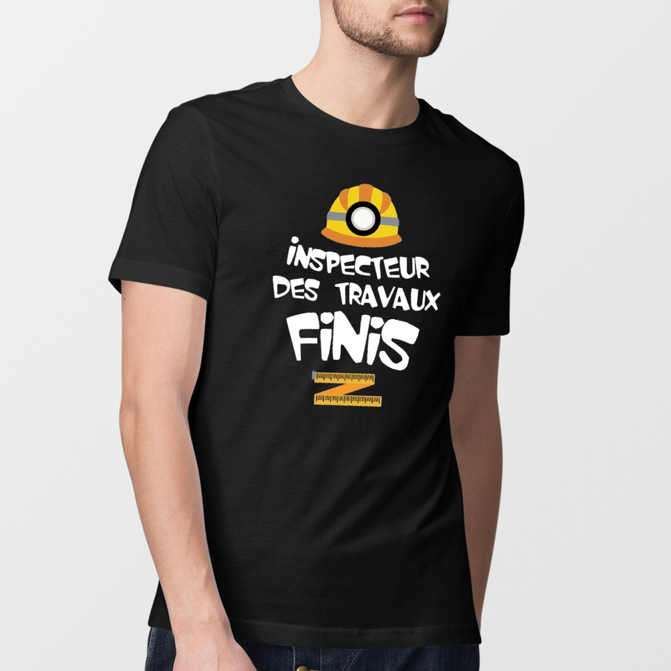 T-Shirt Homme Inspecteur des travaux finis Noir