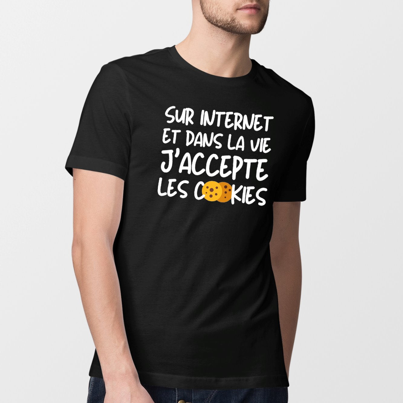 T-Shirt Homme J'accepte les cookies Noir