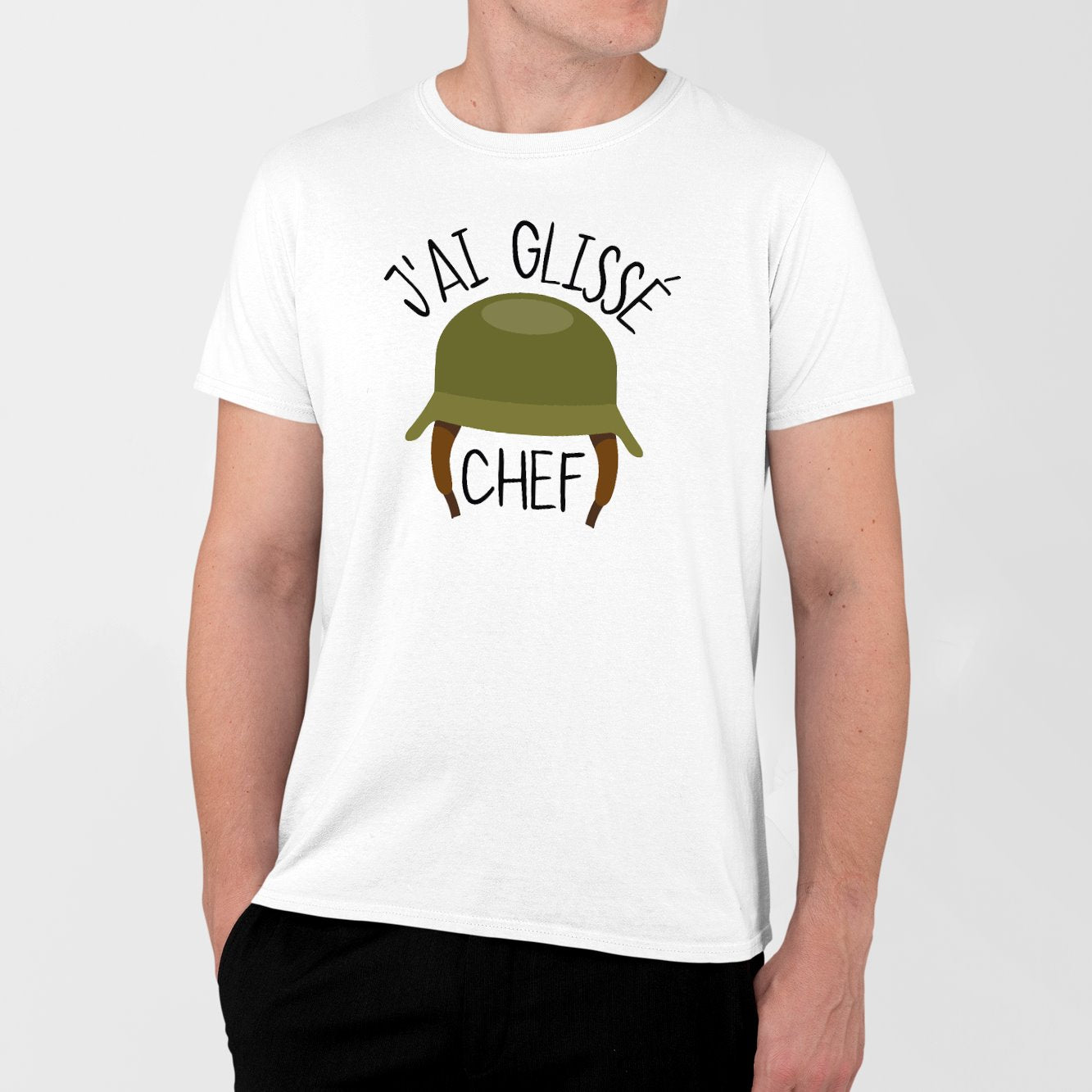 T-Shirt Homme J'ai glissé chef Blanc