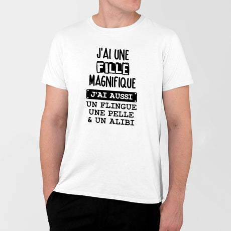 T-Shirt Homme J'ai une fille magnifique Blanc