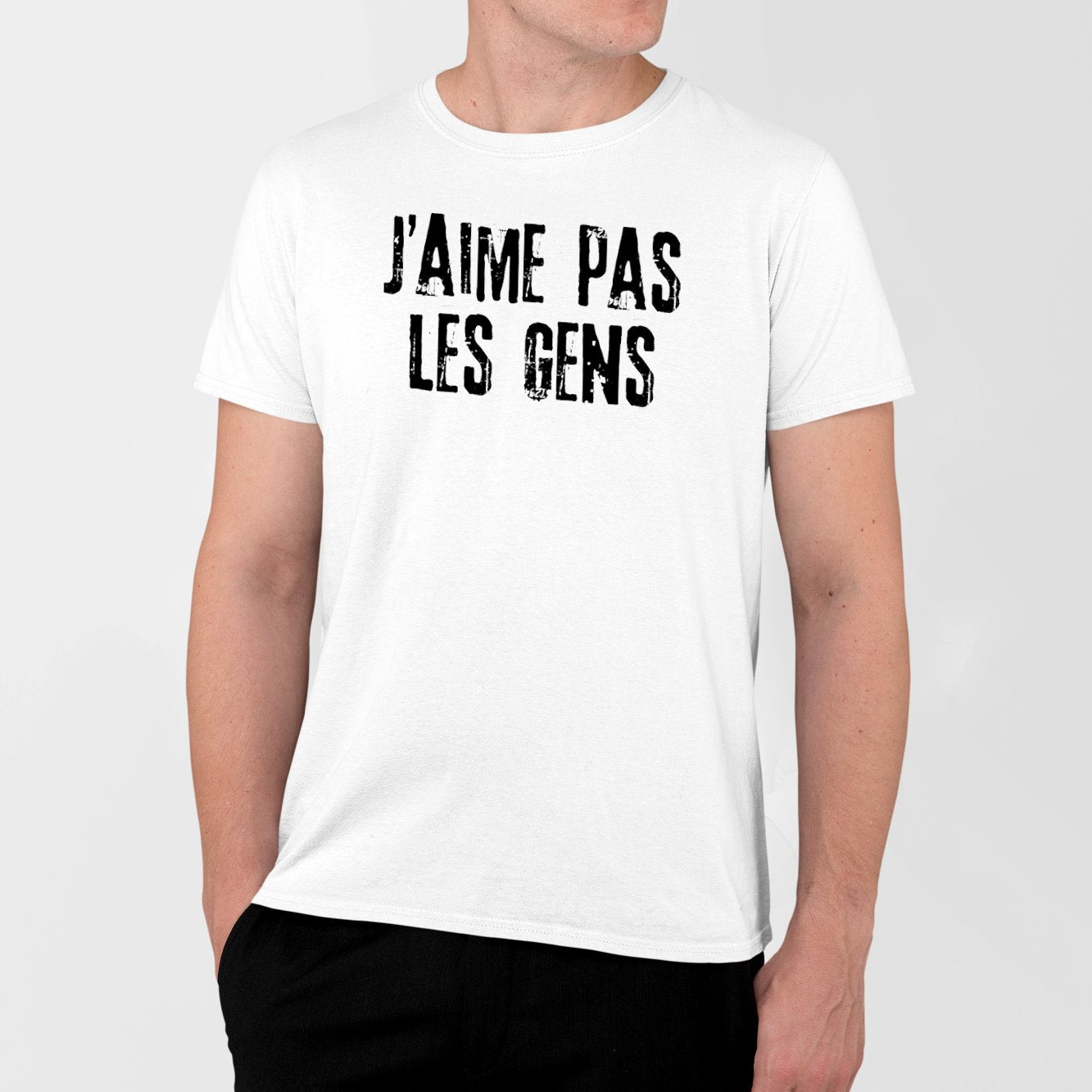 T-Shirt Homme J'aime pas les gens Blanc