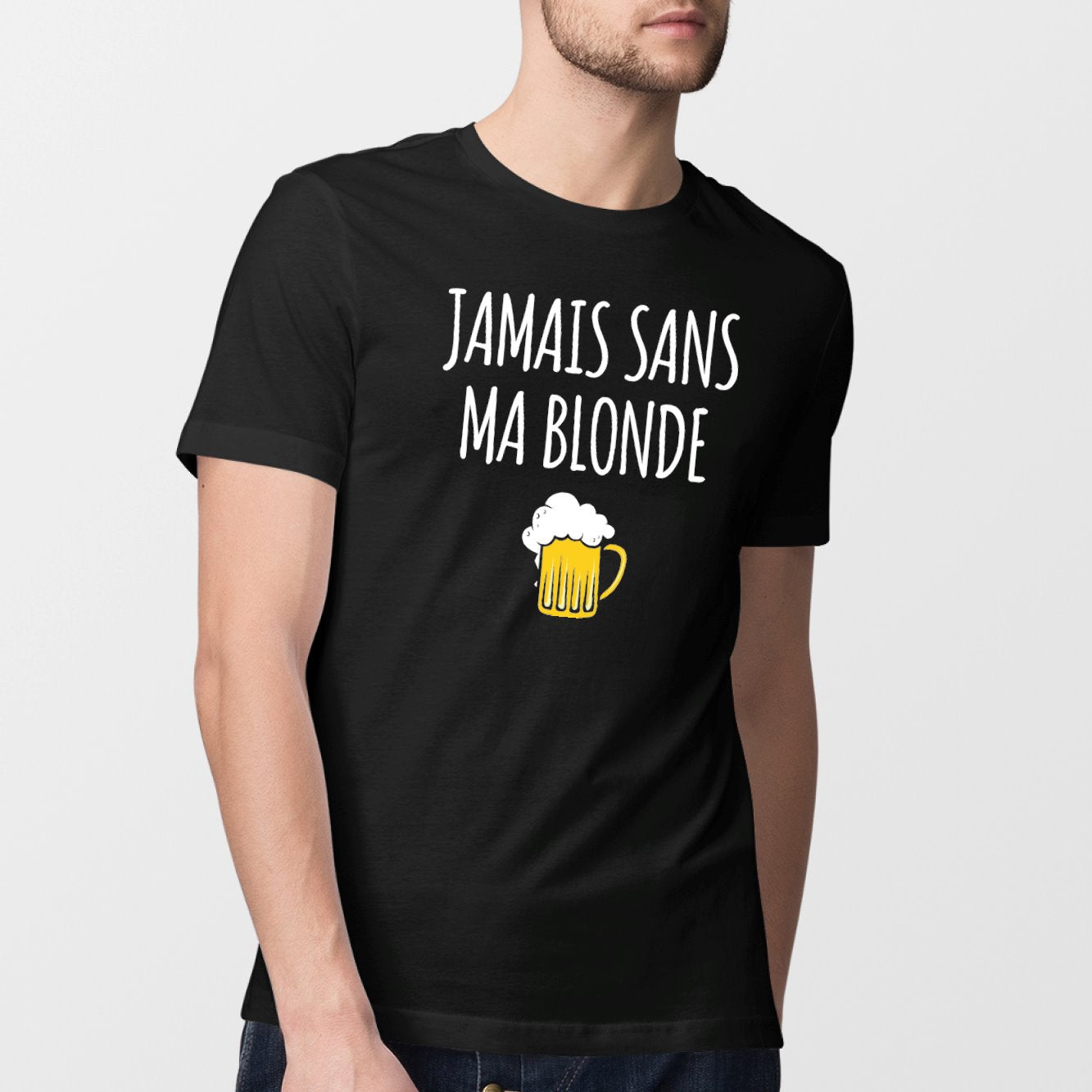 T-Shirt Homme Jamais sans ma blonde Noir